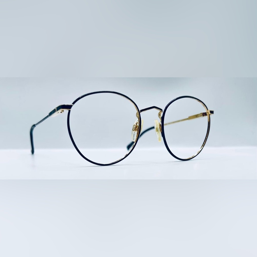 Vintage Portfolio Black Gold Round Sunglasses Frames Only